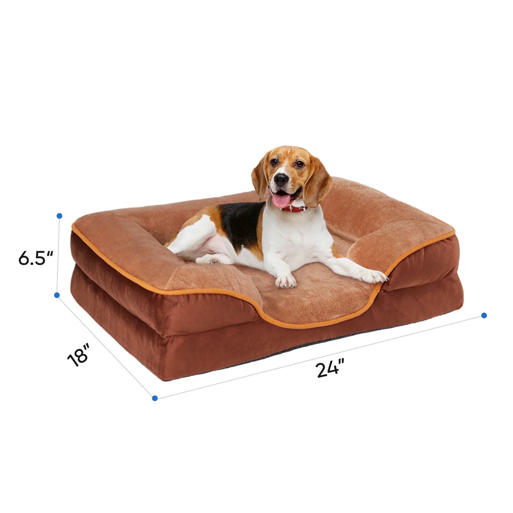 Dog Bed, 42"X32" Orthopedic Dog Sofa Bed Extra Large, Supportive Foam Pet Couch Bed with Removable Washable Cover, Brown