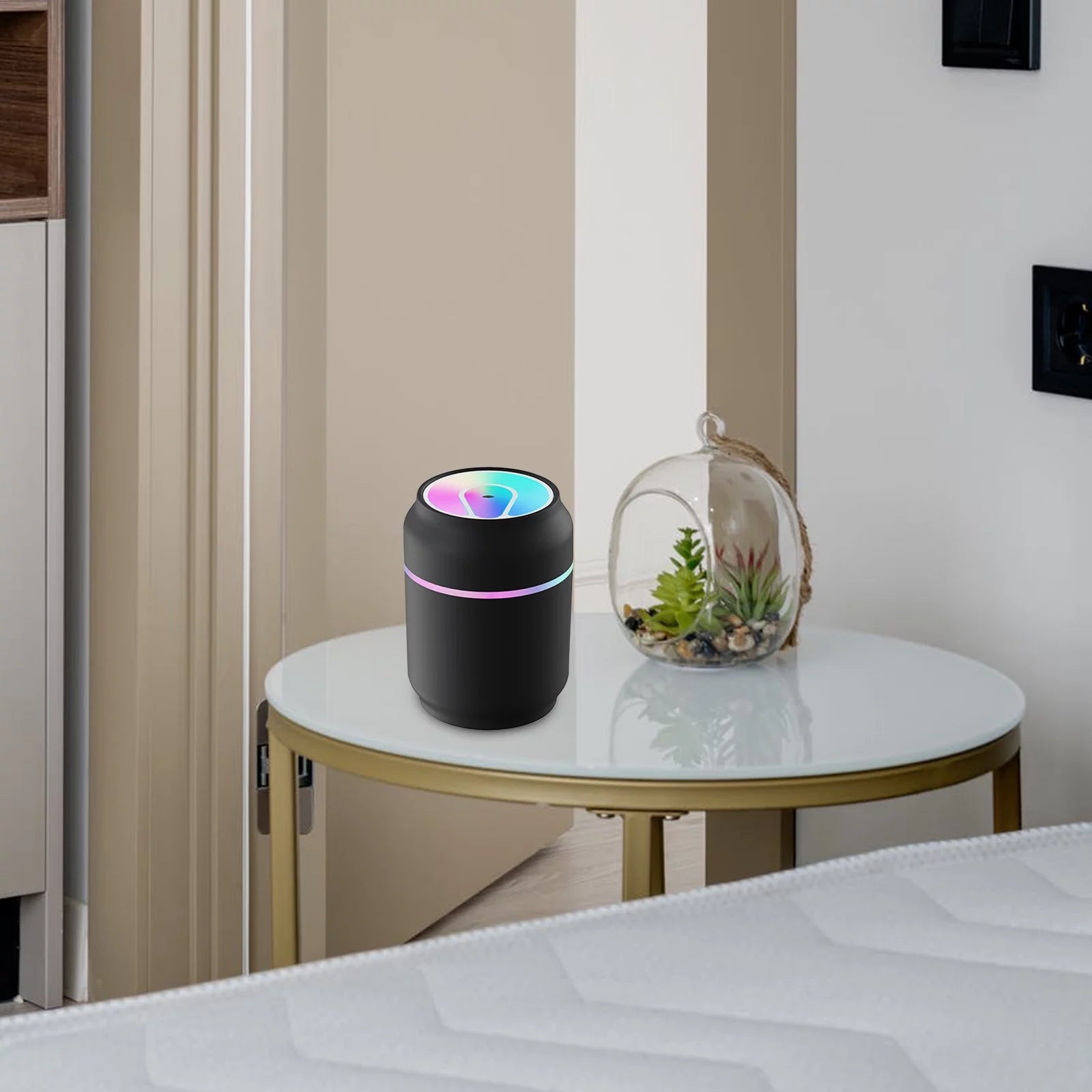 Cool Mini Aromatherapy Humidifier, USB 2 Gear Desktop Cute Humidifier with LED Ambient Light for Car, Office, Bedroom&Living Room