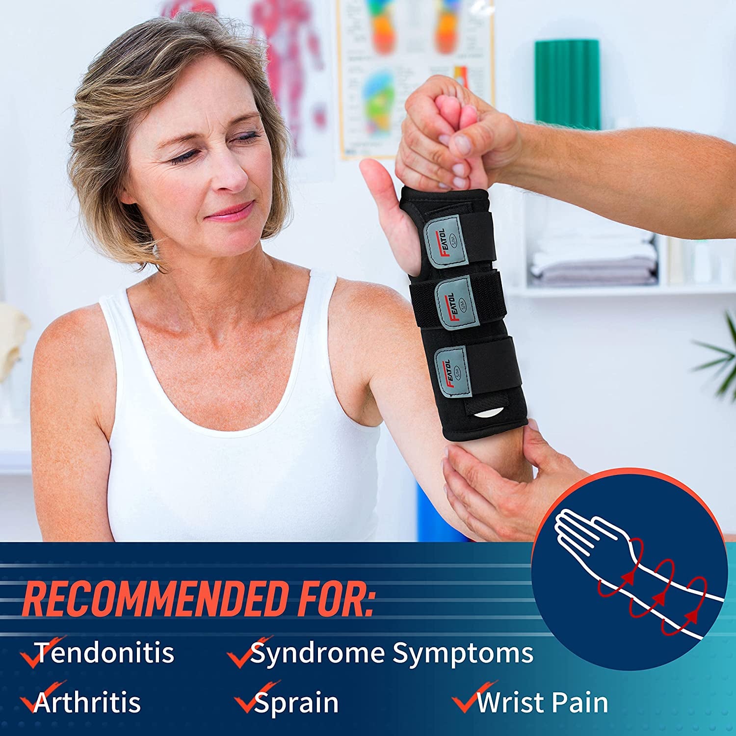 Wrist Brace for Carpal Tunnel, Adjustable Wrist Support Brace with Splints Right Hand, Small/Medium, Arm Compression Hand Support for Injuries, Wrist Pain, Sprain, Sports