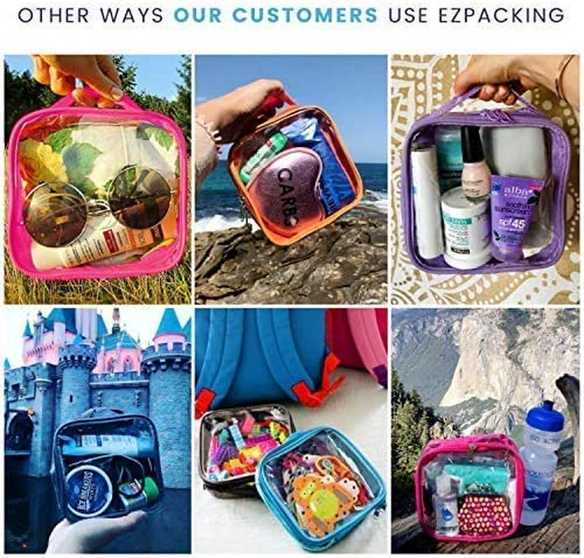 Clear TSA Approved 3-1-1 Travel Toiletry Bag for Carry on / Quart Size Transparent Liquids Pouch for Airport Security & Carry on / Reusable See through Vinyl & PVC Plastic Organizer for Men and Women (Pink)