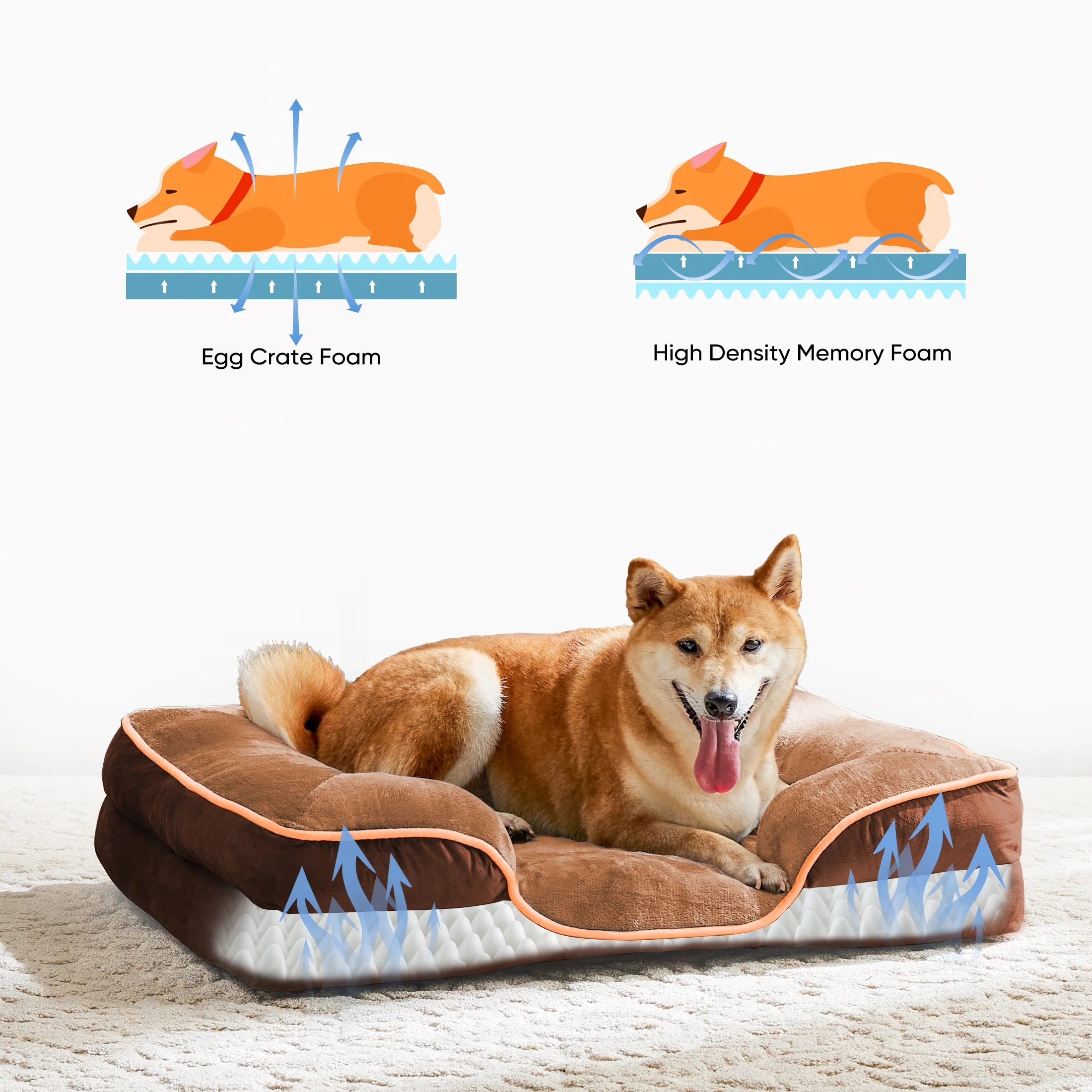 Dog Bed, 42"X32" Orthopedic Dog Sofa Bed Extra Large, Supportive Foam Pet Couch Bed with Removable Washable Cover, Brown