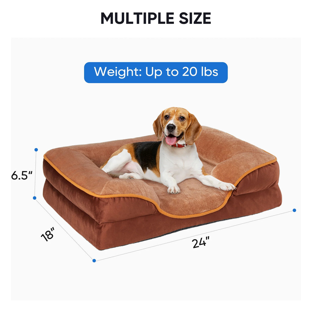 Dog Bed, 42"X32" Orthopedic Dog Sofa Bed Extra Large, Supportive Foam Pet Couch Bed with Removable Washable Cover, Brown