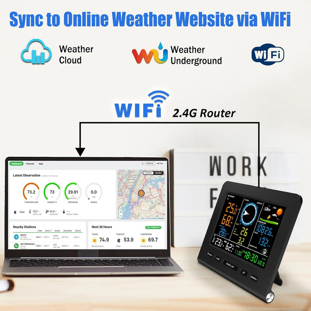 SmartWeather Pro™ – WiFi Wireless Indoor & Outdoor Weather Station with Rain, Wind & Temp Monitoring